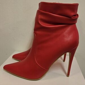 JustFab ZELDA Red Stiletto Ankle Boots - Women's Fashion Booties